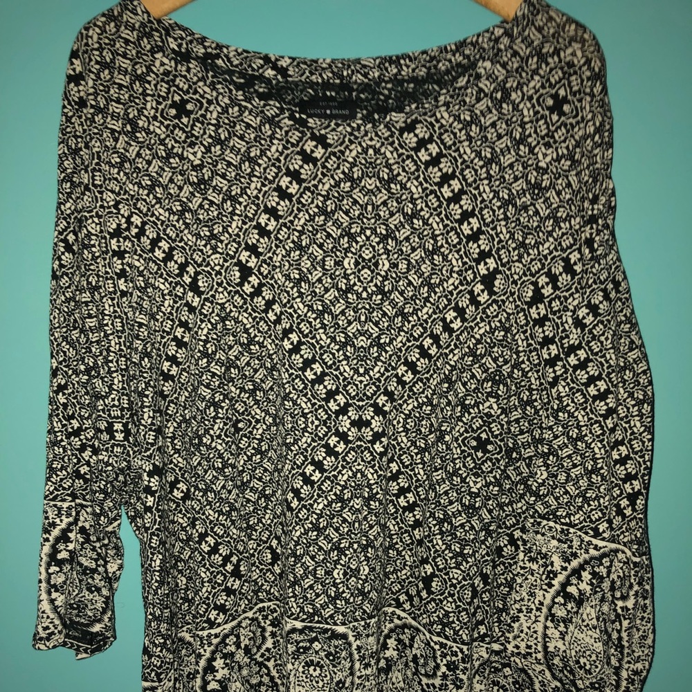 Lucky Brand 3/4 Sleeve Boho Print Top 3X